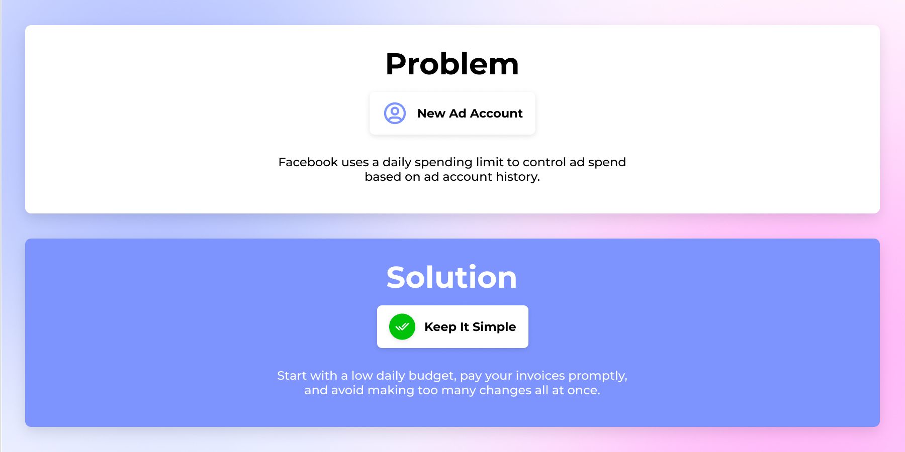 New Ad Account - Facebook uses a daily spending limit to control ad spend based on ad account history. 